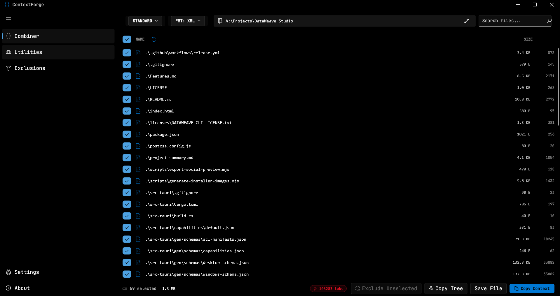 ContextForge main screen